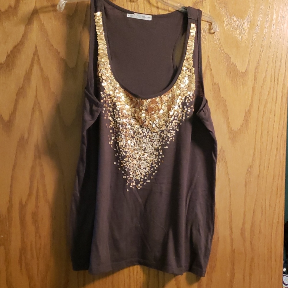 Gold sequined tank top